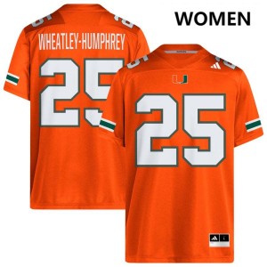 Womens Chris Wheatley-Humphrey Orange Miami Hurricanes #25 College Football High School Jerseys 169796-172