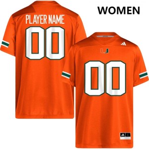 Women Custom Orange Miami Hurricanes #00 College Football Replica Jersey 894136-954
