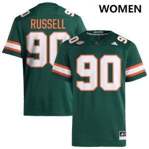 Women Daylen Russell Green Miami Hurricanes #90 College Football Stitched Jerseys 378861-528