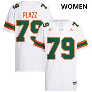 Womens Deryc Plazz White Miami Hurricanes #79 College Football High School Jerseys 619112-456