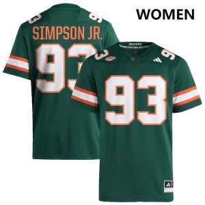 Women's Donta Simpson Green Miami Hurricanes #93 College Football Official Jerseys 309668-430