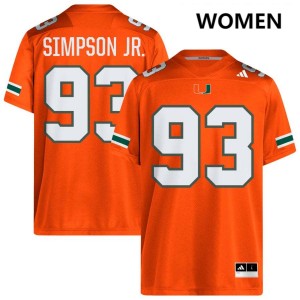 Women Donta Simpson Orange Miami Hurricanes #93 College Football NCAA Jersey 484725-248