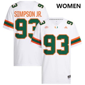 Womens Donta Simpson White Miami Hurricanes #93 College Football High School Jersey 740876-300