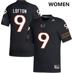 Womens Elija Lofton Black Miami Hurricanes #9 College Football Player Jerseys 600636-361