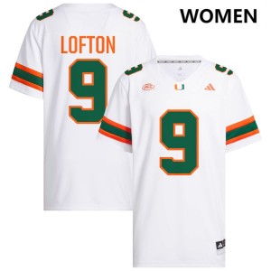 Womens Elija Lofton White Miami Hurricanes #9 College Football Alumni Jersey 636230-475