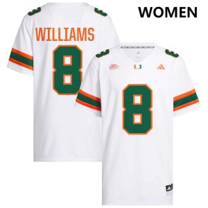 Women Emory Williams White Miami Hurricanes #8 College Football Official Jerseys 512268-779