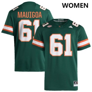 Womens Francis Mauigoa Green Miami Hurricanes #61 College Football NCAA Jerseys 298775-708