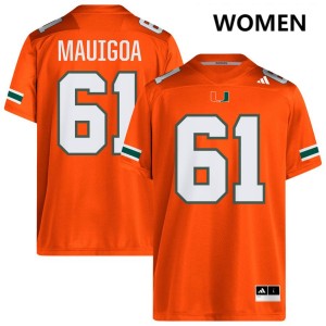 Womens Francis Mauigoa Orange Miami Hurricanes #61 College Football University Jersey 302813-607