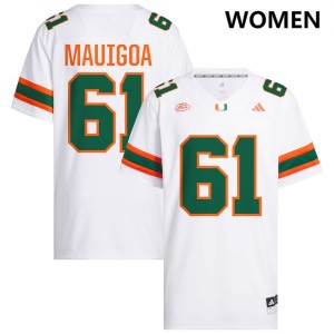 Womens Francis Mauigoa White Miami Hurricanes #61 College Football Limited Jersey 637339-578