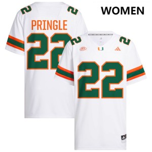 Womens Girard Pringle Jr. White Miami Hurricanes #22 College Football Alumni Jersey 719202-779