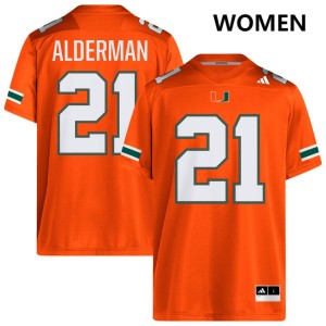 Women's Jaylin Alderman Orange Miami Hurricanes #21 College Football Stitched Jerseys 468134-798