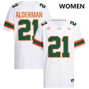 Womens Jaylin Alderman White Miami Hurricanes #21 College Football 2025 Jerseys 671826-588