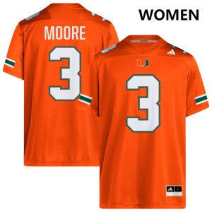 Women Joshua Moore Orange Miami Hurricanes #3 College Football Player Jersey 421148-598
