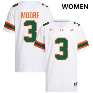 Women Joshua Moore White Miami Hurricanes #3 College Football University Jerseys 576924-351