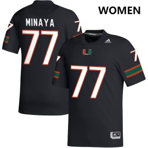 Women's Juan Minaya Black Miami Hurricanes #77 College Football Limited Jerseys 174408-246