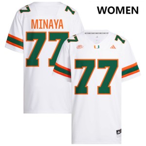 Womens Juan Minaya White Miami Hurricanes #77 College Football NCAA Jersey 996980-479