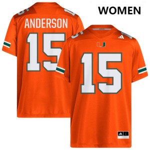 Womens Judd Anderson Orange Miami Hurricanes #15 College Football Player Jerseys 412626-640