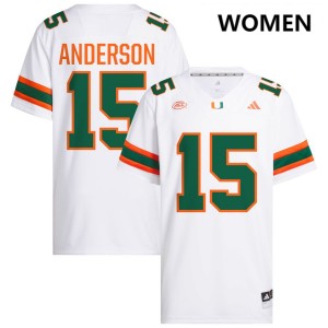Women Judd Anderson White Miami Hurricanes #15 College Football High School Jersey 933724-204