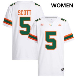 Womens Justin Scott White Miami Hurricanes #5 College Football Stitched Jersey 846296-730