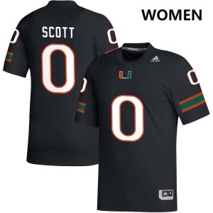 Women Keionte Scott Black Miami Hurricanes #0 College Football Embroidery Jersey 544770-951