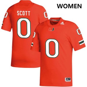 Womens Keionte Scott Orange Miami Hurricanes #0 College Football 2025-26 Jerseys 433351-546