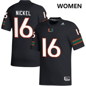 Women's Luke Nickel Black Miami Hurricanes #16 College Football University Jersey 345817-313