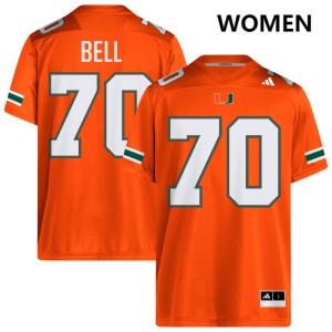 Womens Markel Bell Orange Miami Hurricanes #70 College Football Alumni Jerseys 922653-306