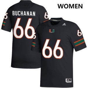 Womens Max Buchanan Black Miami Hurricanes #66 College Football Embroidery Jerseys 245598-140