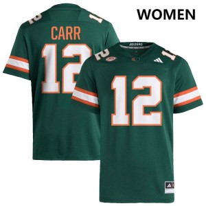 Women's Ny Carr Green Miami Hurricanes #12 College Football Embroidery Jerseys 151978-573
