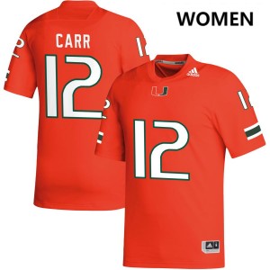 Womens Ny Carr Orange Miami Hurricanes #12 College Football University Jerseys 734945-194