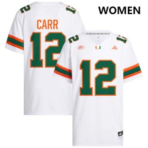 Women Ny Carr White Miami Hurricanes #12 College Football 2025 Jerseys 735575-737