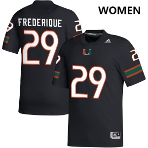 Women OJ Frederique Jr. Black Miami Hurricanes #29 College Football 2025 Jersey 310106-636