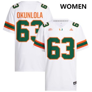 Womens Samson Okunlola White Miami Hurricanes #63 College Football Replica Jersey 489355-748