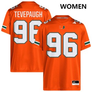 Women Tucker Tevepaugh Orange Miami Hurricanes #96 College Football Alumni Jerseys 474378-145