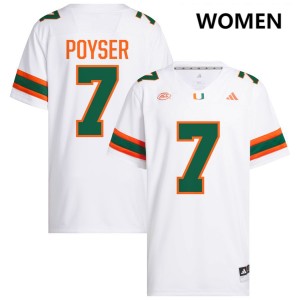 Women's Zechariah Poyser White Miami Hurricanes #7 College Football Replica Jersey 606195-150