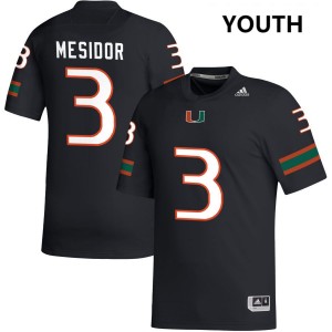Youth Akheem Mesidor Black Miami Hurricanes #3 College Football Player Jersey 257483-187