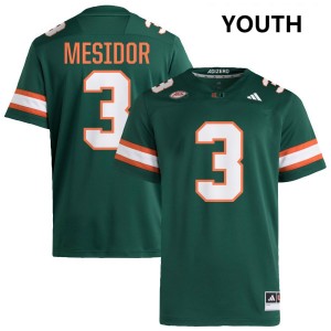 Youth Akheem Mesidor Green Miami Hurricanes #3 College Football Stitched Jersey 173935-797