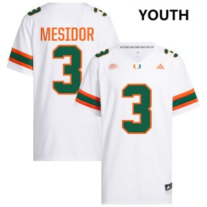 Youth Akheem Mesidor White Miami Hurricanes #3 College Football NCAA Jerseys 812083-380