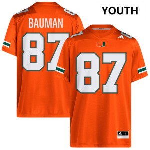 Youth Alex Bauman Orange Miami Hurricanes #87 College Football Stitched Jerseys 524581-291
