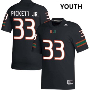 Youth Booker Pickett Jr. Black Miami Hurricanes #33 College Football Replica Jerseys 899941-131