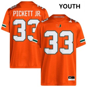 Youth Booker Pickett Jr. Orange Miami Hurricanes #33 College Football Alumni Jersey 954214-339