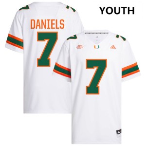 Youth CJ Daniels White Miami Hurricanes #7 College Football Stitched Jerseys 182635-434