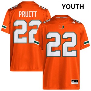 Youth Cam Pruitt Orange Miami Hurricanes #22 College Football Player Jerseys 173380-153