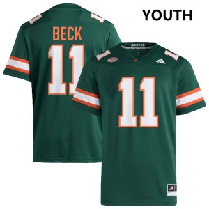 Youth Carson Beck Green Miami Hurricanes #11 College Football University Jerseys 352512-724