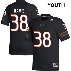 Youth Carter Davis Black Miami Hurricanes #38 College Football Alumni Jerseys 232539-566