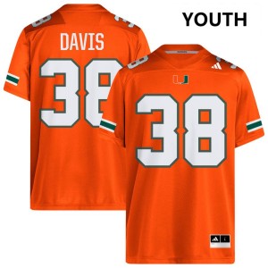 Youth Carter Davis Orange Miami Hurricanes #38 College Football Game Jerseys 150788-464