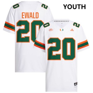 Youth Chris Ewald Jr. White Miami Hurricanes #20 College Football 2025-26 Jersey 350591-735