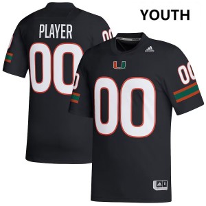 Youth Custom Black Miami Hurricanes #00 College Football Embroidery Jerseys 789221-781