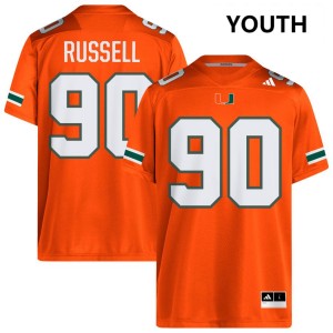 Youth Daylen Russell Orange Miami Hurricanes #90 College Football High School Jerseys 552957-711