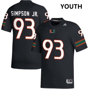 Youth Donta Simpson Black Miami Hurricanes #93 College Football 2025-26 Jerseys 186223-594